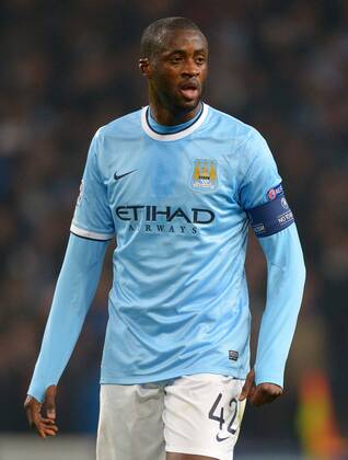 Yaya Toure of Manchester City wears a No To Rascism armband - UEFA Champions League Group D - Manchester City vs CSKA Moscow - Etihad Stadium - Manchester - England - 05 11 13 - EDITORIAL USE ONLY. No use with unauthorised audio, video, data, fixture lists, club league logos or live services. Online in-match use limited to 120 images, no video emulation. No use in betting, games or single club league player publications.