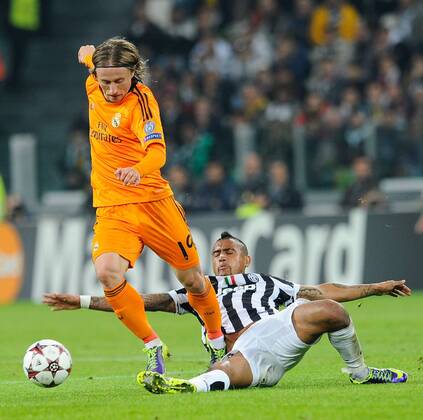 Mg Torino 05 11 2013 - Champions League Juventus Turin vs Real Madrid : Luka Modric-Arturo Vidal 