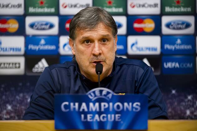 FC Barcelona s coach Gerardo Tata Martino attends a press conference at Camp Nou Stadium in Barcelona. November 5, 2013.  (20131105035)