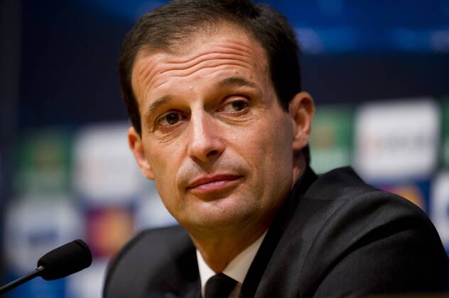 AC Milan s coach Massimiliano Allegri attends a press conference at Camp Nou Stadium in Barcelona. November 5, 2013.  (20131105084)