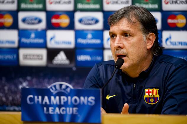 FC Barcelona s coach Gerardo Tata Martino attends a press conference at Camp Nou Stadium in Barcelona. November 5, 2013.  (20131105037)