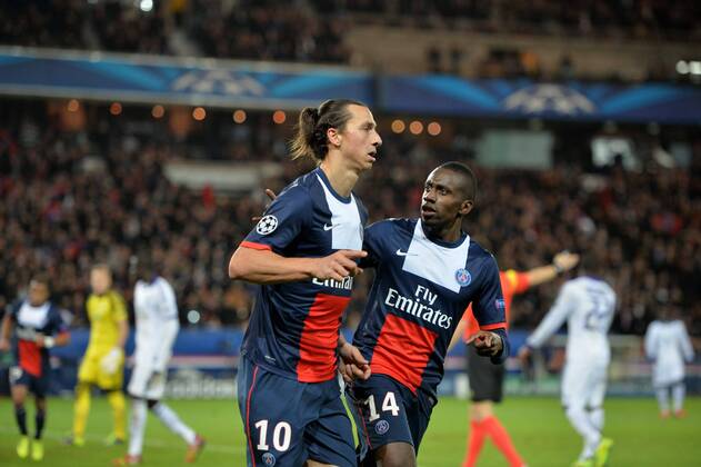 Zlatan Ibrahimovic (psg) - Blaise Matuidi (psg) FOOTBALL : Paris Saint Germain (PSG) vs RSC Anderlecht - Champions League - 05 11 2013 AnthonyBIBARDFEP 