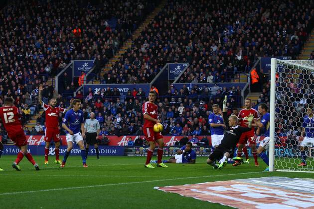Leicester City v Nottingham Forest . . Leicester, UK . . 10.11.2013 Jamie Mackie (NF) scores a goal for Forest. 0-2