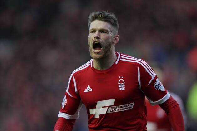 Leicester City v Nottingham Forest . . Leicester, UK . . 10.11.2013 Jamie Mackie (NF) celebrates scoring a goal for Forest. 0-2