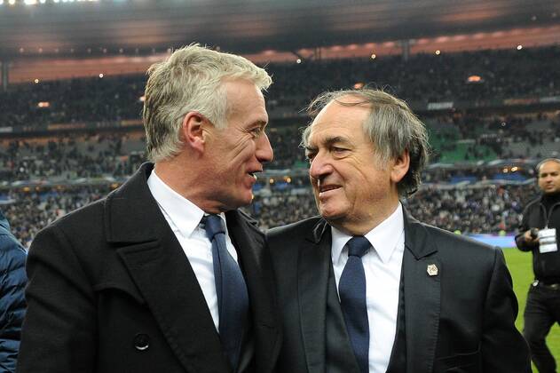 Didier Deschamps (entraineur -selectionneur France) Noel Le Graet (president FFF) FOOTBALL : France vs Ukraine - Barrages CDM 2014 - 19 11 2013 N.LeGouic FEP Panoramic