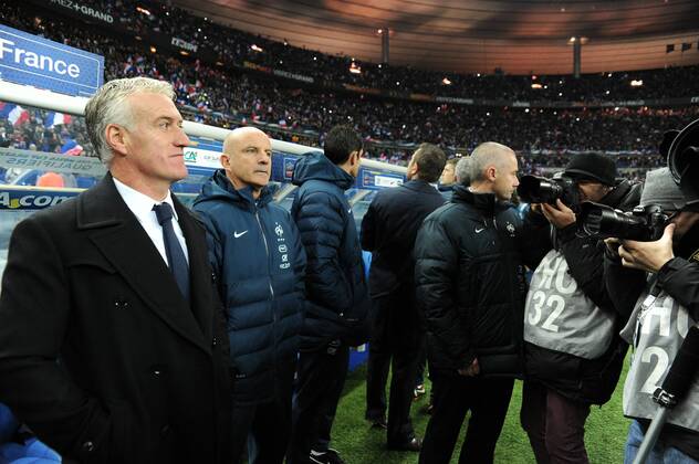 Didier Deschamps (entraineur -selectionneur France) Guy Stephan (entraineur adjoint France) photographes FOOTBALL : France vs Ukraine - Barrages CDM 2014 - 19 11 2013 N.LeGouic FEP Panoramic
