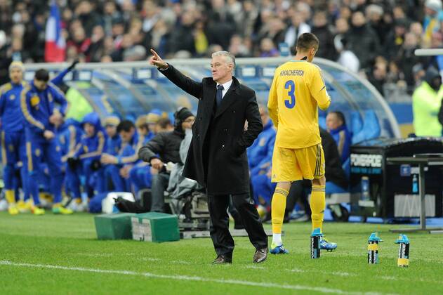 Didier Deschamps (entraineur -selectionneur France) expulsion Yevgen Khacheridi (Ukraine) FOOTBALL : France vs Ukraine - Barrages CDM 2014 - 19 11 2013 N.LeGouic FEP Panoramic