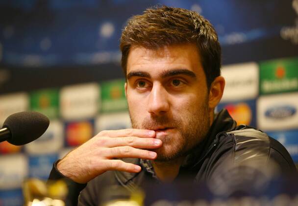 Montag 25.11.2013, Saison 2013 2014, UEFA Champions League, Pressekonferenz im Presseraum des Dortmunder Signal Iduna Parks vor dem Spiel zwischen dem BVB Borussia Dortmund und dem SSC Neapel, Sokratis Papastathopoulos (BVB)