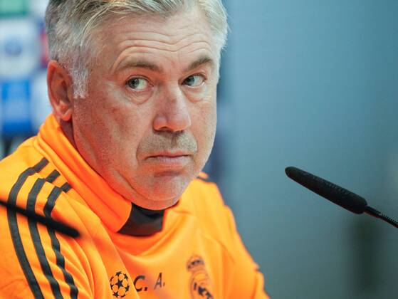 MADRID, SPAIN - NOVEMBER 26: Real Madrid coach Carlo Ancelotti holding a pregame press conference at the Valdebebas sports complex ahead of the Champions League match on November 26, 2013 in Madrid, Spain 