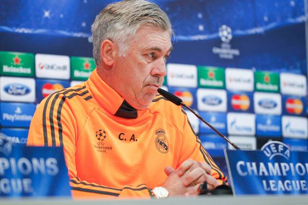 MADRID, SPAIN - NOVEMBER 26: Real Madrid coach Carlo Ancelotti holding a pregame press conference at the Valdebebas sports complex ahead of the Champions League match on November 26, 2013 in Madrid, Spain 