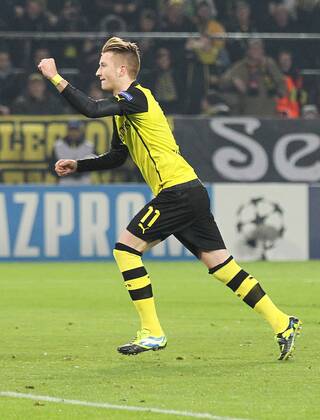 26.11.2013, xtvx, Fussball Champions League, Borussia Dortmund - SSC Neapel, v.l. Marco Reus (Borussia Dortmund) Goal scored, Tor zum 1:0