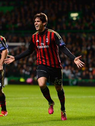 Kaka of AC Milan celebrates scoring the first goal - UEFA Champions League Group H - Celtic vs AC Milan - Celtic Park Stadium - Glasgow - Scotland - 26th November 2013 - EDITORIAL USE ONLY. No use with unauthorised audio, video, data, fixture lists, club league logos or live services. Online in-match use limited to 120 images, no video emulation. No use in betting, games or single club league player publications.