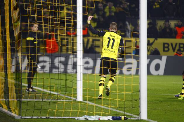 26.11.2013, SIGNAL IDUNA PARK, Dortmund, GER, UEFA CL, Gruppenphase, Vorrunde, Gruppe F, Borussia Dortmund (GER) vs SSC Neapel (ITA), im Bild Der Torschuetze zum 1:0 fuer Dortmund, Marco Reus (11, Borussia Dortmund), jubelt GER, UEFA CL, Borussia Dortmund vs SSC Neapel