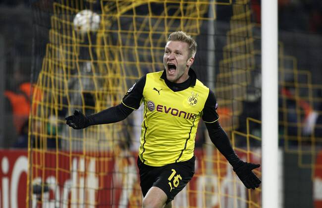 Dortmunds Jakub (Kuba) Blaszczykowski celebrates scoring the 2:0 during the Championsleague match between Borussia Dortmund and SSC Neapel, Signal Iduna Park in Dortmund on November 26., 2013. Borussia Dortmund gegen SSC Neapel in der Gruppenphase der Championsleague in der Saison 2013 2014 am 26. November 2013.