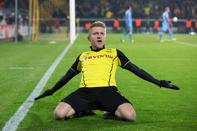 Jakub Kuba Blaszczykowski of Dortmund celebrates scoring his sides second goal - BVB Borussia Dortmund vs. SSC Napoli - UEFA Champions League - Dortmund - 26 11 2013 EDITORIAL USE ONLY. No use with unauthorised audio, video, data, fixture lists, club league logos or live services. Online in-match use limited to 120 images, no video emulation. No use in betting, games or single club league player publications.