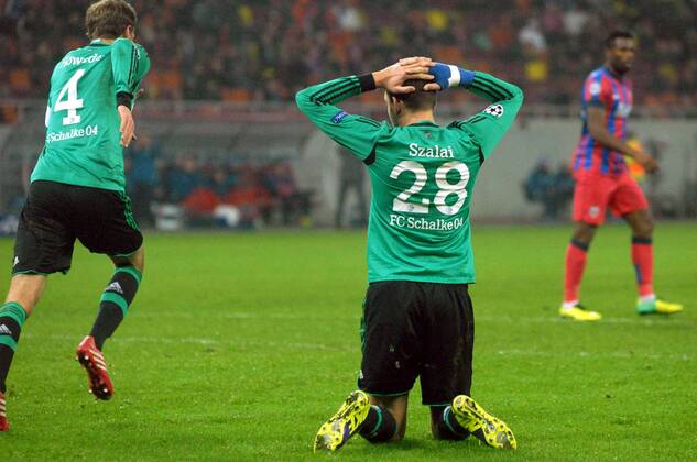26.11.2013 Bucharest(Romania) FC Steaua - FC Schalke 04 UEFA Champions League men s football Adam Szalai (r) FC Schalke 04 :Stringer 