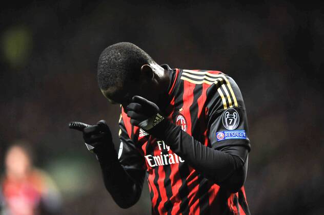 26.11.2013 Glasgow, Scotland. Mario Balotelli celebrates his goal during the UEFA Champions League Group H, game between Celtic FC and AC Milan. From Celtic Park Stadium, Glasgow. xMarkxDavisonx  ActionPlus20158233