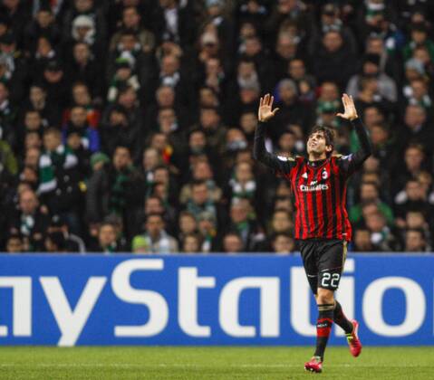26.11.2013 Glasgow, Scotland. Kaka celebrates his goal during the Champions League game between Celtic and AC Milan from Celtic Park. xVagelisxGeorgarioux  ActionPlus20158235