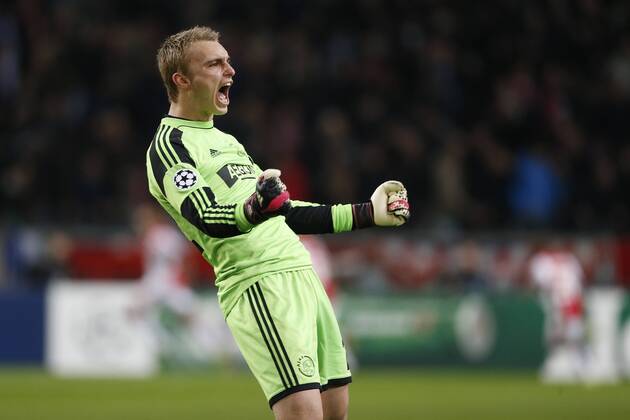 Goalkeeper Jasper Cillessen of Ajax during the Champions League match between Ajax Amsterdam and FC Barcelona on November 26, 2013 at the Amsterdam Arena in Amsterdam, The Netherlands. Ajax v FC Barcelona UEFA Champions League 2013 2014 xVIxLaurensxLindhoutxIVx 1924430