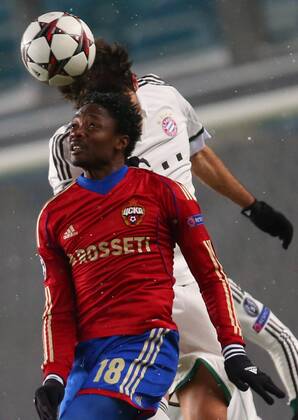 ITAR-TASS: MOSCOW REGION, RUSSIA. NOVEMBER 27, 2013. CSKAâ€™s Ahmed Musa in a UEFA Champions League Group Stage game CSKA Moscow vs. Bayern Munich.  RE131B42