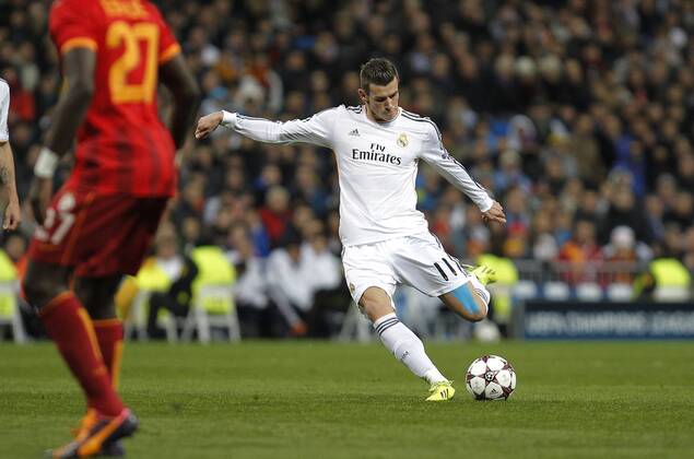 Soccer match between Real Madrid and Galatasaray Istanbul of the Champions League, held at the Santiago Bernabeu stadium, in Madrid 11 27 2013. Gareth Bale score 