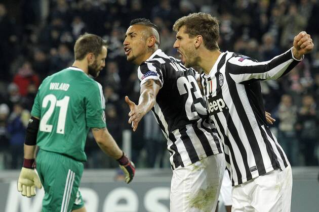 Arturo Vidal Juventus and Fernando Llorente Juventus, Goal Celebration, - 27-11-2013, Juventus Stadium 2013 2014 - Champions League, Juventus Turin - FC Copenhagen, Foto MarcoBertorello Insidefoto MarcoxBertorello