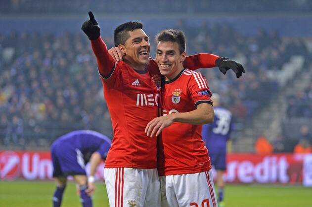 Enzo Perez of LS Benfica - Nicolas Gaitan of LS Benfica - RSC Anderlecht vs SL Benfica Lissabon - Champions League - Bruxelles - 27 11 2013 PhotoNews Panoramic 
