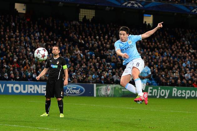 Samir Nasri of Manchester City scores the second goal - UEFA Champions League Group D - Manchester City vs FC Viktoria Plzen - Etihad Stadium - Manchester - England- 27th November 2013 - Picture Simon Bellis Sportimage EDITORIAL USE ONLY. No use with unauthorised audio, video, data, fixture lists, club league logos or live services. Online in-match use limited to 120 images, no video emulation. No use in betting, games or single club league player publications.