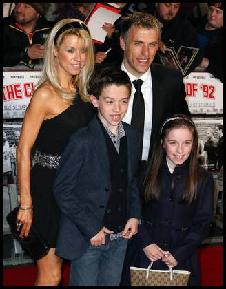 Phil Neville, wife Julie, son Harvey and daughter Isabella arriving at the The Class of 92 premiere in London, Sunday, 1st December 2013. Picture by Stephen Lock i-Images StephenxLockx xi-Images  IIM-0959-0006