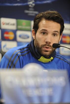 San Sebastian, Spain. 9th December 2013 Bayer Leverkusen s Gonzalo Castro during pre-match press conference ahead of the UEFA Champions League 2013 14 group stage match against Real Sociedad at Anoeta 