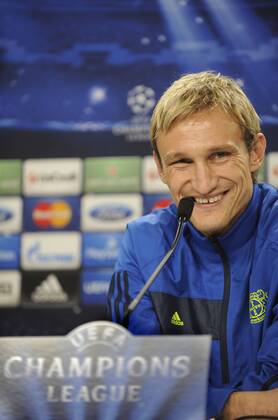 San Sebastian, Spain. 9th December 2013 Bayer Leverkusen s head coach Sami Hyypiä during pre-match press conference ahead of the UEFA Champions League 2013 14 group stage match against Real Sociedad at Anoeta 