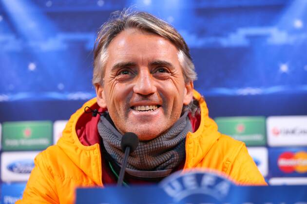 Galatasaray s Italian coach Roberto Mancini gives a press conference at the Florya training Center on December 9, 2013, on the eve of the UEFA Champions League football match Galatasaray vs Juventus. 