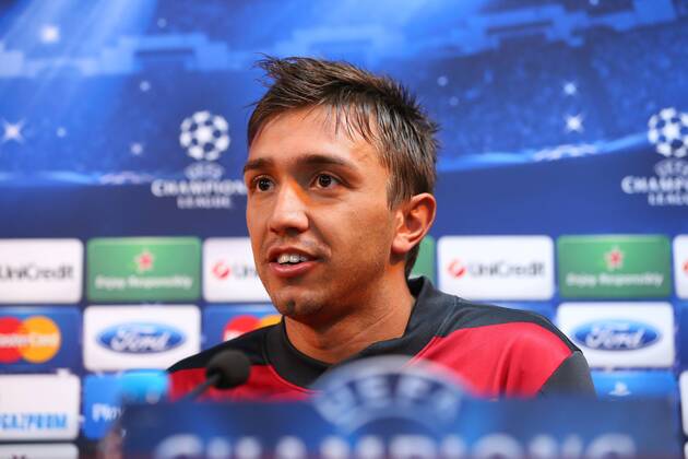 Galatasaray s goalkeeper Fernando Muslera give a press conference at the Florya training Center on December 9, 2013, on the eve of the UEFA Champions League football match Galatasaray vs Juventus. 