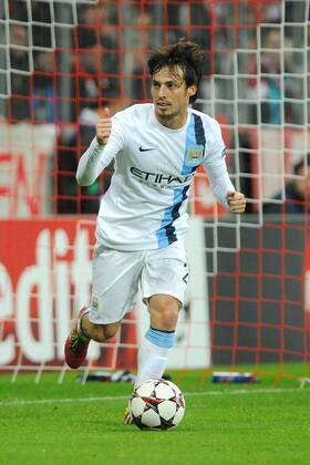 David SILVA (Manchester City) hat den Anschlusstreffer zum 1:2 erzielt. Bayern München - Manchester City, Champions League, Vorrunde, 10.12.2013 Foto: EIBNER