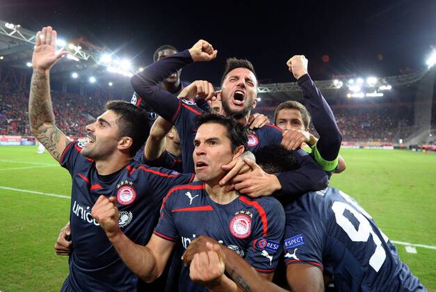 Javier Saviola of Olympiacos FC - joie celebration FOOTBALL : Olympiakos vs Anderlecht - Ligue des Champions - 10 12 2013 PHOTONEWS PANORAMIC 