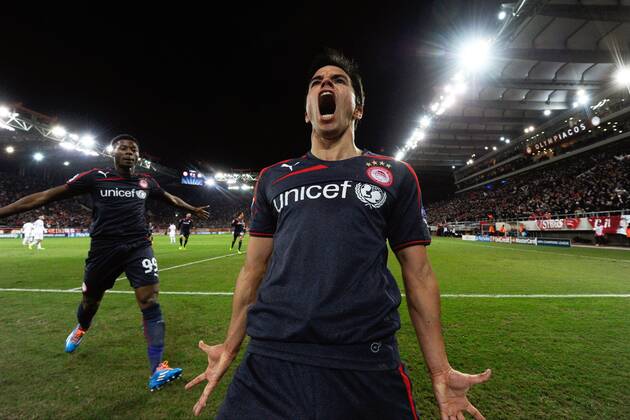 Javier Saviola of Olympiacos FC - joie celebration FOOTBALL : Olympiakos vs Anderlecht - Ligue des Champions - 10 12 2013 PHOTONEWS PANORAMIC 