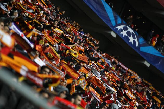 UEFA Champions League group B match at Turk Telekom Arena Stadium on December 11, 2013 in Istanbul. Pictured: Fans of Galatasaray. 