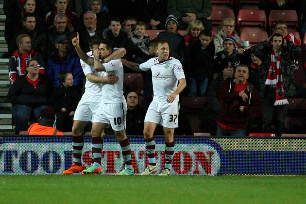 Football - 2013 2014 FA Cup - Third Round: Southampton vs. Burnley Danny Ings of Burnley celebrates his equaliser at St Mary s Stadium Southampton Colorsport Shaun Boggust