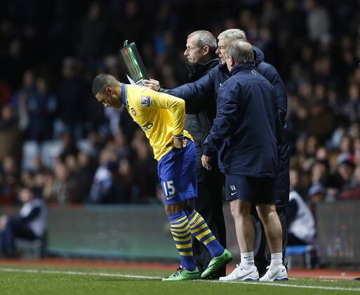 Arsenal s Alex Oxlade-Chamberlain comes on for his first appearance since the opening day of the season Aston Villa - Arsenal FC London. Premier League - Villa Park- Birmingham - England - 13 01 2014 - xDavidxKleinxSportimagex EDITORIAL USE ONLY. No use with unauthorised audio, video, data, fixture lists, club league logos or live services. Online in-match use limited to 120 images, no video emulation. No use in betting, games or single club league player publications.