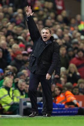 Manager of Liverpool, Brendan Rodgers appeals for a free kick - Liverpool FC vs. Aston Villa - Barclays Premier League - Anfield - Liverpool - 18 01 2014 Pic PhilipxOldham Sportimage EDITORIAL USE ONLY. No use with unauthorised audio, video, data, fixture lists, club league logos or live services. Online in-match use limited to 120 images, no video emulation. No use in betting, games or single club league player publications.