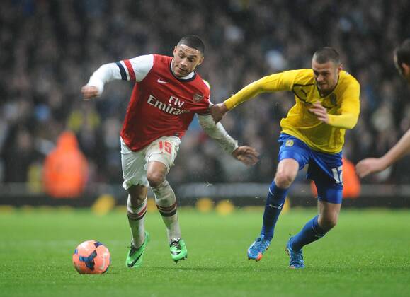 Football - 2013 2014 FA Cup - Fourth Round: Arsenal vs. Coventry City Billy Daniels - Coventry Arsenal s Alex Oxlade Chamberlain at The Emirates. COLORSPORT ANDREW COWIE