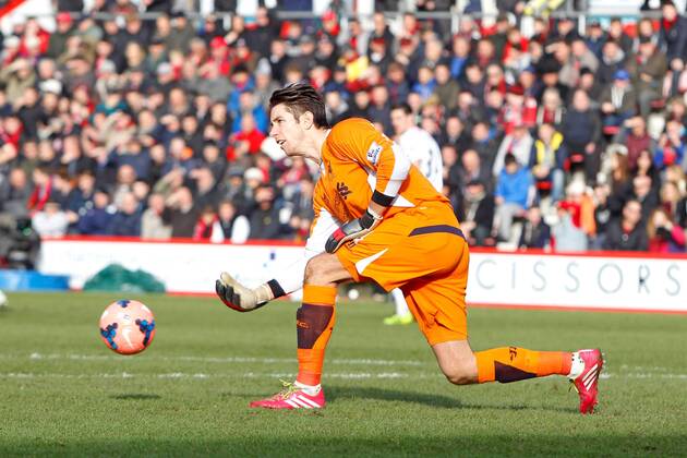 Football - 2013 2014 FA Cup - Fourth Round: AFC Bournemouth vs. Liverpool FC Brad Jones of Liverpool in action Colorsport ShaunxBoggust