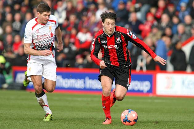 Football - 2013 2014 FA Cup - Fourth Round: AFC Bournemouth vs. Liverpool FC Bournemouth s Harry Arter and Steven Gerrard of Liverpool in action at Dean Court The Goldsands Stadium Colorsport ShaunxBoggust