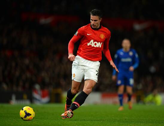 Robin van Persie of Manchester United - Barclays Premier League - Manchester United vs Cardiff City - Old Trafford Stadium - Manchester - England - 28th January 2014 - Picture Simon Bellis Sportimage EDITORIAL USE ONLY. No use with unauthorised audio, video, data, fixture lists, club league logos or live services. Online in-match use limited to 120 images, no video emulation. No use in betting, games or single club league player publications.