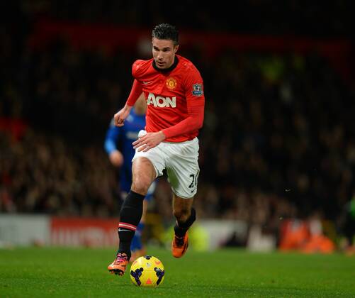 Robin van Persie of Manchester United - Barclays Premier League - Manchester United vs Cardiff City - Old Trafford Stadium - Manchester - England - 28th January 2014 - Picture Simon Bellis Sportimage EDITORIAL USE ONLY. No use with unauthorised audio, video, data, fixture lists, club league logos or live services. Online in-match use limited to 120 images, no video emulation. No use in betting, games or single club league player publications.