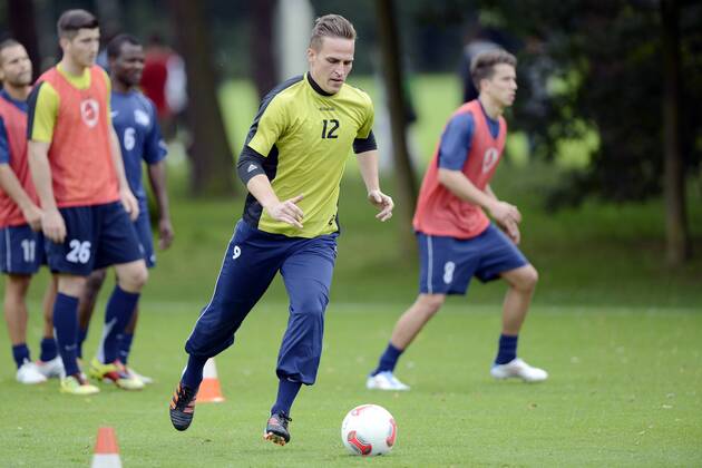 VDV-Trainingscamp --- Fussball --- 1.Bundesliga --- 09.07.2012 Rouven Sattelmaier (VDV), Freisteller, Aktion