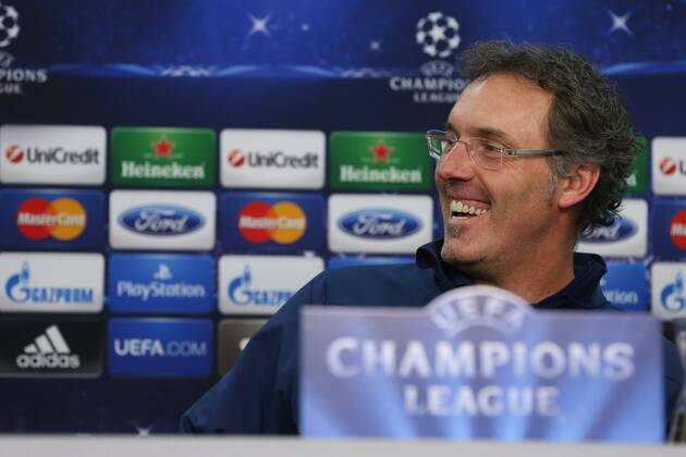 Trainer, Headcoach Laurent Blanc (FC Paris Saint-Germain) during the Press Conference, waehrend der Pressekonferenz Abschluss - Pressekonferenz Paris Saint-Germain --- Fussball --- Champions League --- Achtelfinale --- 17.02.2014, EP_JSE