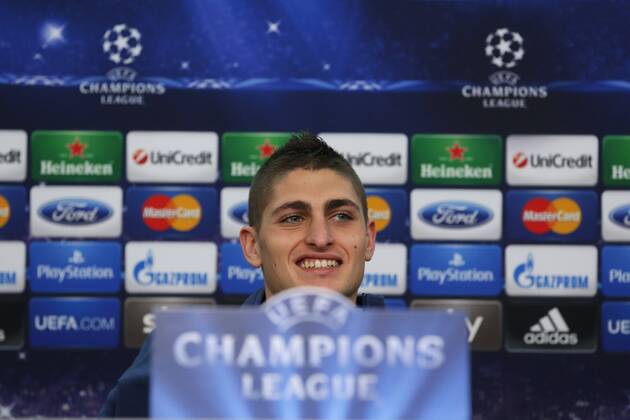 Marco Verratti (FC Paris Saint-Germain 24) during the Press Conference, waehrend der Pressekonferenz Abschluss - Pressekonferenz Paris Saint-Germain --- Fussball --- Champions League --- Achtelfinale --- 17.02.2014, EP_JSE