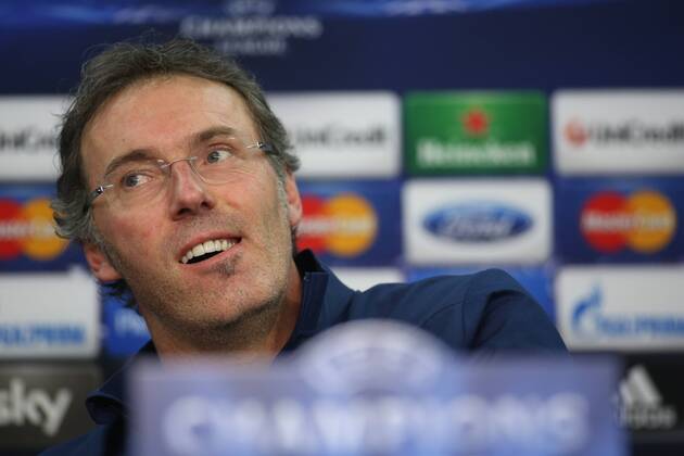 Trainer, Headcoach Laurent Blanc (FC Paris Saint-Germain) during the Press Conference, waehrend der Pressekonferenz Abschluss - Pressekonferenz Paris Saint-Germain --- Fussball --- Champions League --- Achtelfinale --- 17.02.2014, EP_JSE