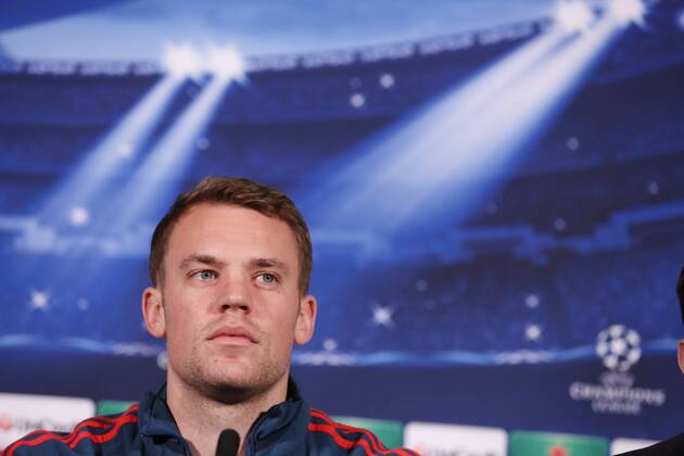 Torwart, Goalkeeper Manuel Neuer (FC Bayern München 1) during the pressconference, während der Pressekonferenz Abschluss - Pressekonferenz FC Bayern München --- Fussball --- Champions League --- Achtelfinale --- 18.02.2014 EP_JSE